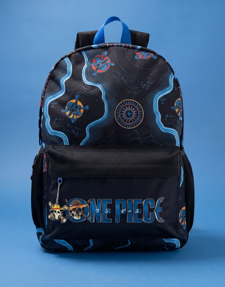One Piece Skull Map Unisex Kids Black Backpack