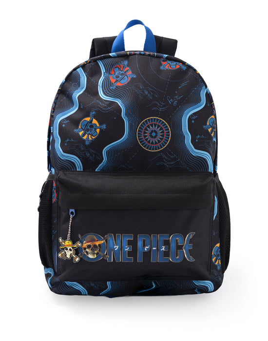 One Piece Skull Map Unisex Kids Black Backpack