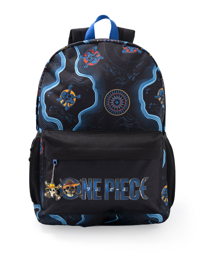 One Piece Skull Map Unisex Kids Black Backpack