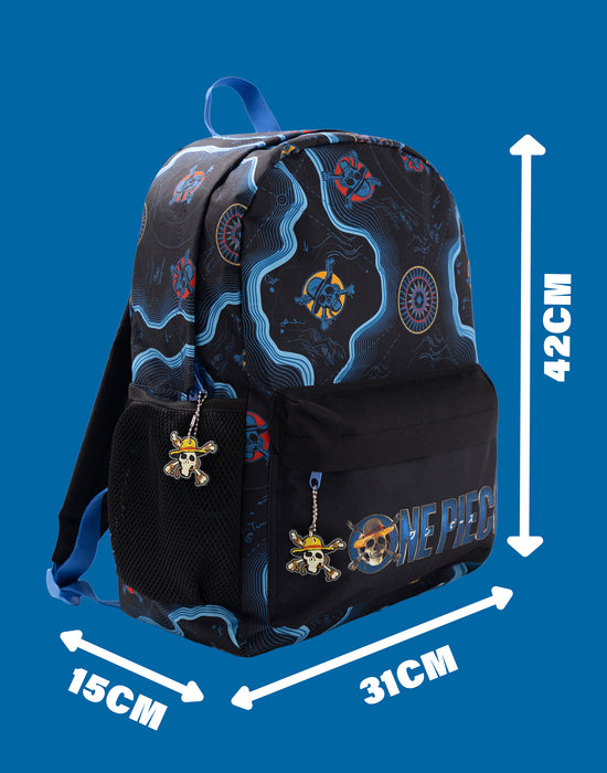 One Piece Skull Map Unisex Kids Black Backpack