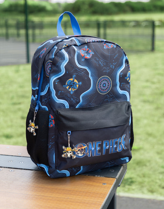One Piece Skull Map Unisex Kids Black Backpack