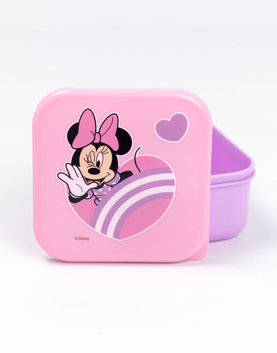 Disney Minnie Mouse Hearts & Stars Girls Pink Lunch Bag Bottle and 3 Snack Pot