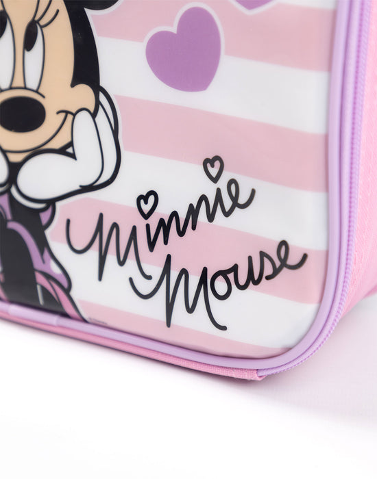 Disney Minnie Mouse Hearts & Stars Girls Pink Lunch Bag Bottle and 3 Snack Pot