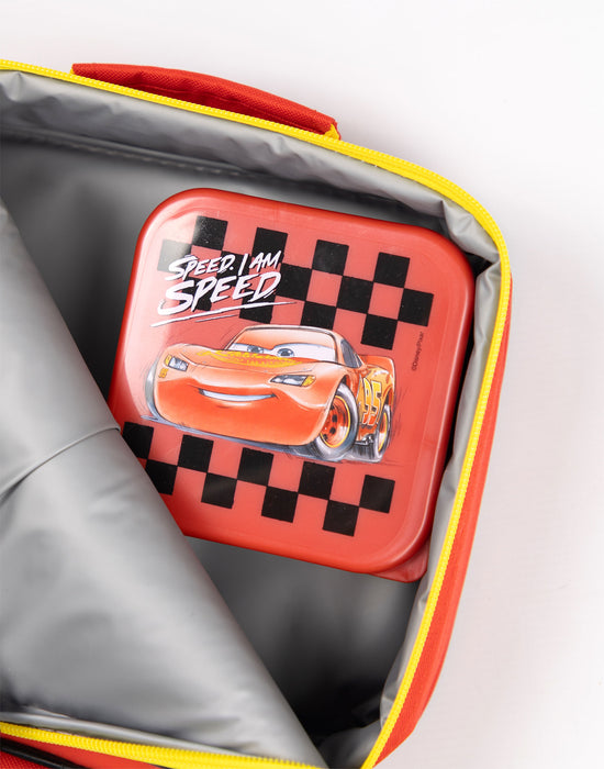 Disney Cars Lightning McQueen Boys Red Lunch Bag Bottle and 3 Snack Pot