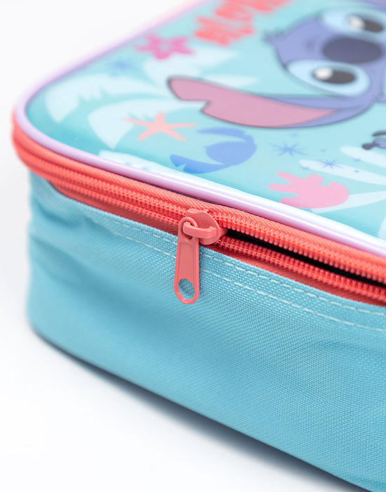 Disney Stitch Aloha Girls Blue Lunch Bag Bottle and 3 Snack Pot