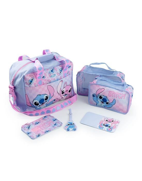 Lilo & Stitch Multi Character Girls Pink 6 Piece Luggage Set