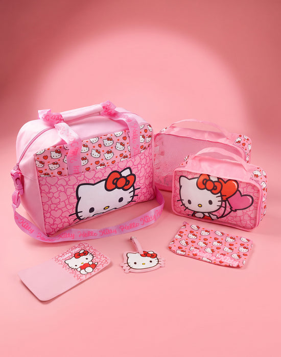 Hello Kitty Hearts Girls Pink 6 Piece Luggage Set