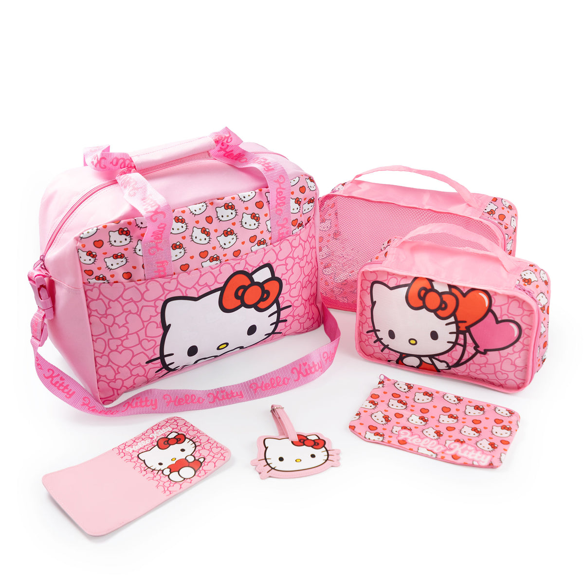 Hello Kitty Hearts Girls Pink 6 Piece Luggage Set — Vanilla