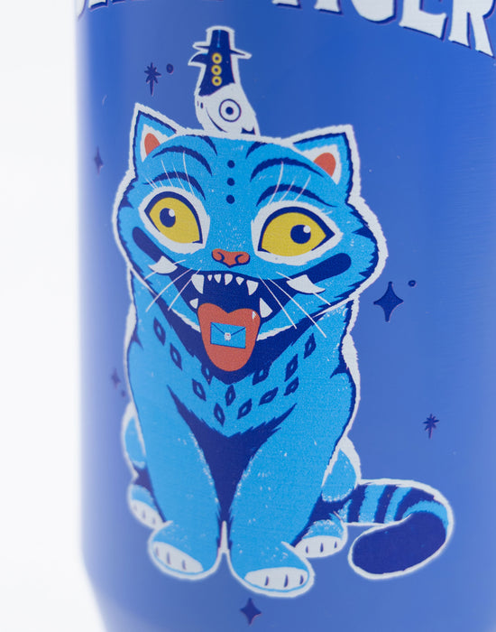 KPop Demon Hunters Derpy Tiger Unisex Kids Blue Straw Water Bottle