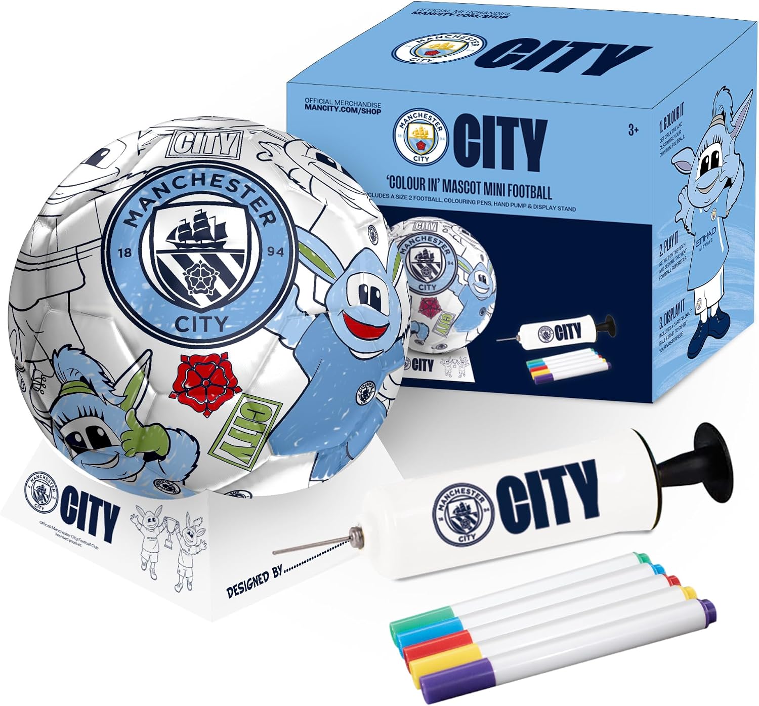 Manchester City Club Badge Boys White Colouring Ball