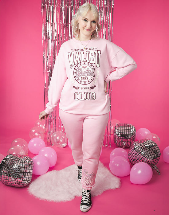 Barbie Womens Malibu Tennis Club Oversized Sweatshirt