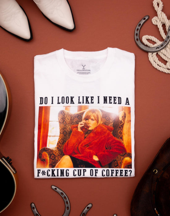 Yellowstone Beth Dutton Coffee Womens White Short Sleeved T-Shirt