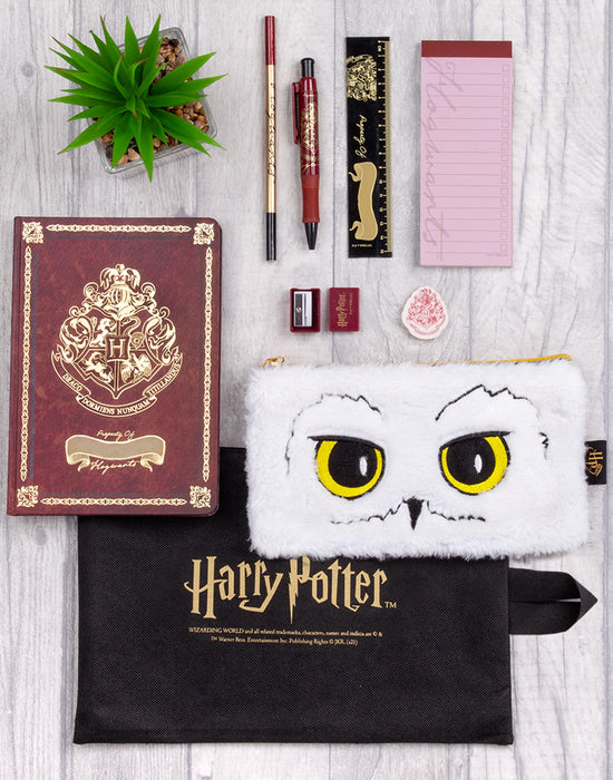 Harry Potter Hedwig Hogwarts Crest Logo Womens Red Stationery Set