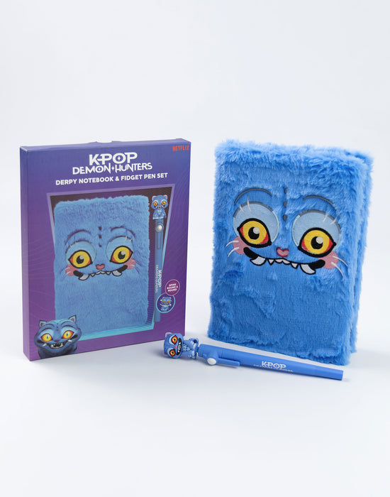 KPop Demon Hunters Derpy Tiger Unisex Kids Blue Composition Notebook and Pen