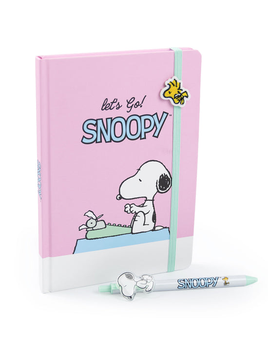 Peanuts Let's Go Snoopy Unisex Kids Pink Composition Notebook and Pen