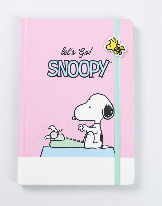 Peanuts Let's Go Snoopy Unisex Kids Pink Composition Notebook and Pen