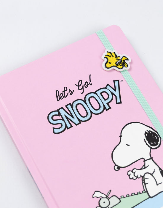 Peanuts Let's Go Snoopy Unisex Kids Pink Composition Notebook and Pen