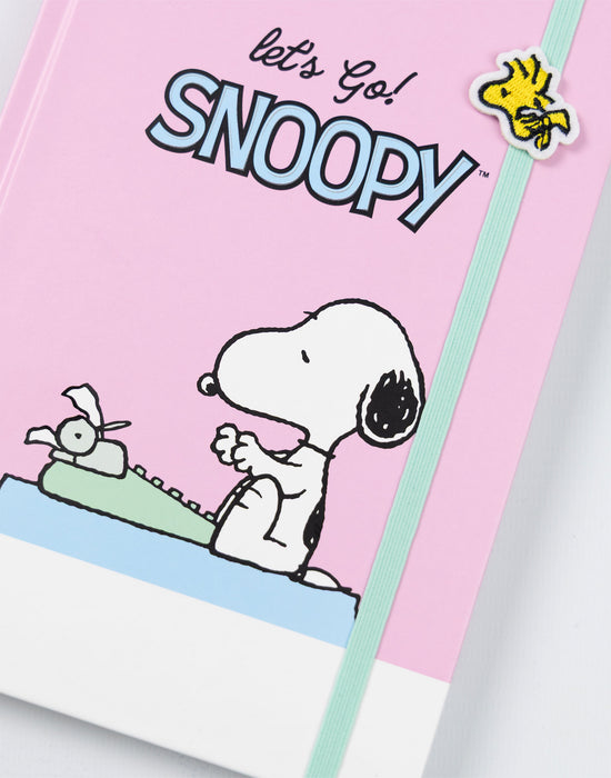 Peanuts Let's Go Snoopy Unisex Kids Pink Composition Notebook and Pen