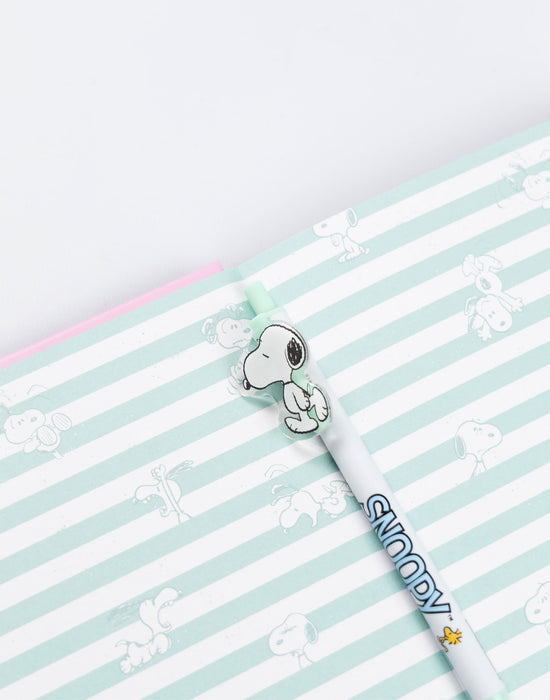 Peanuts Let's Go Snoopy Unisex Kids Pink Composition Notebook and Pen
