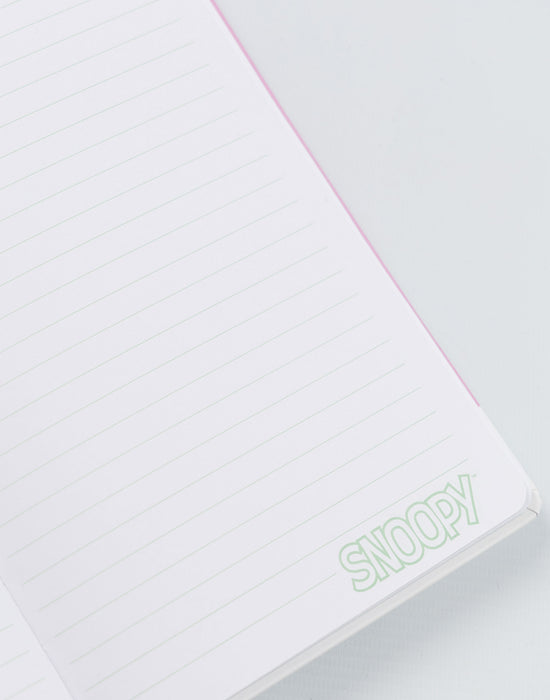 Peanuts Let's Go Snoopy Unisex Kids Pink Composition Notebook and Pen