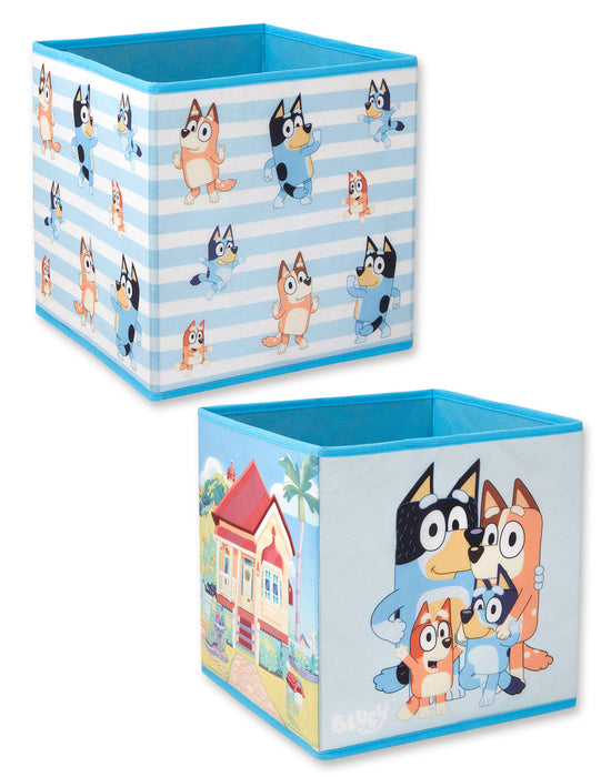 Bluey Multi Character Unisex Kids Blue Storage Cube Twin Pack