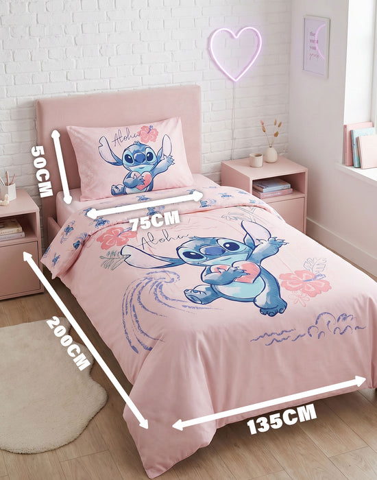 Lilo & Stitch Character Girls Pink Single Duvet Set