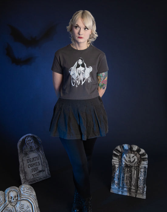Corpse Bride Womens Grey Cropped Short Sleeved T-Shirt