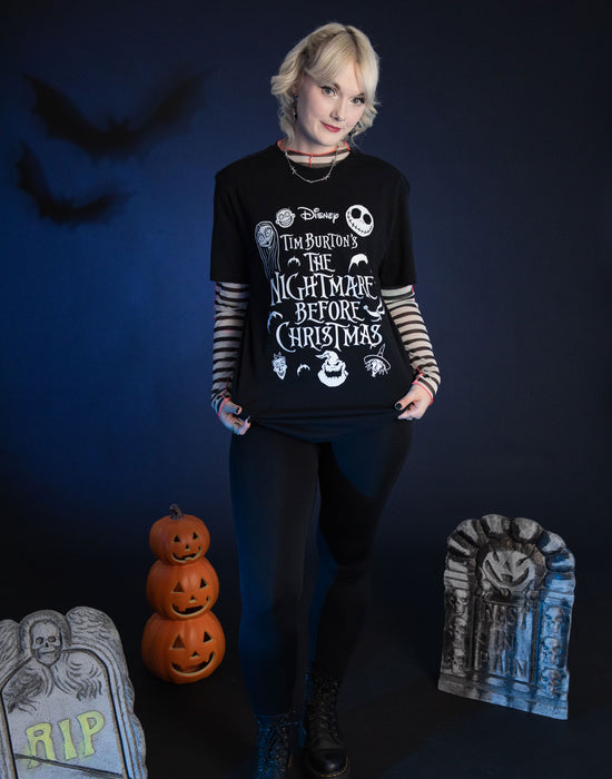 Disney The Nightmare Before Christmas Characters Unisex Black T-Shirt