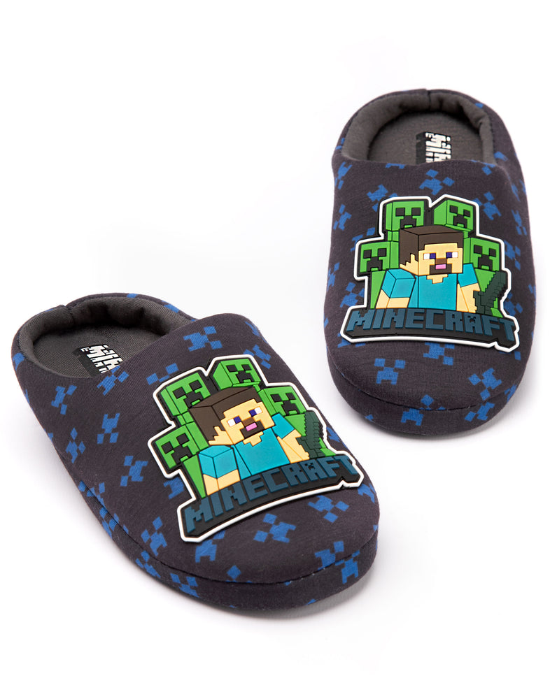 Minecraft Boys Blue Mule Slippers