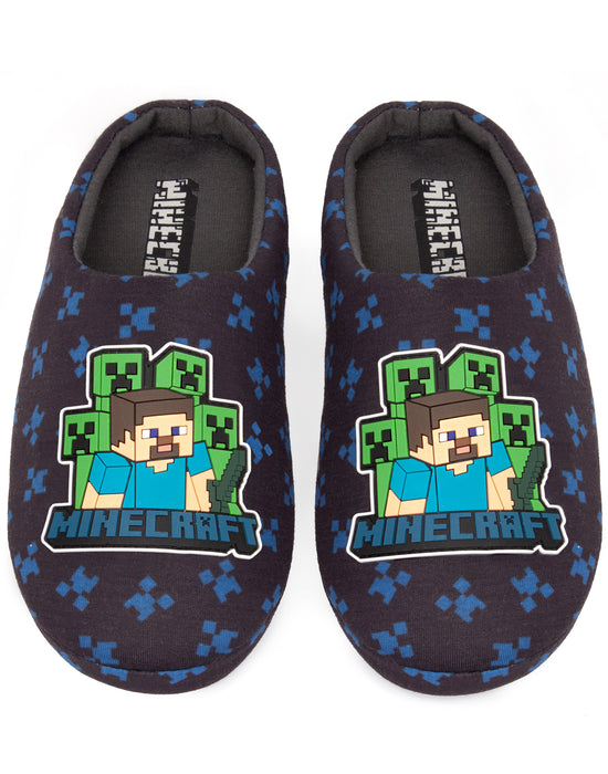 Minecraft Boys Blue Mule Slippers