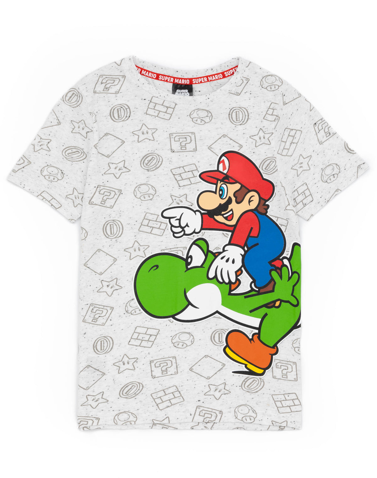Nintendo Super Mario And Yoshi Boy's Kids Grey Character T-Shirt
