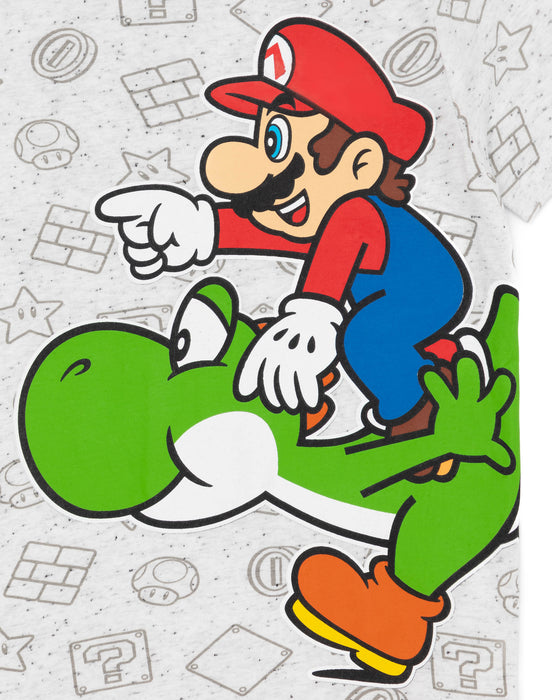 Nintendo Super Mario And Yoshi Boy's Kids Grey Character T-Shirt