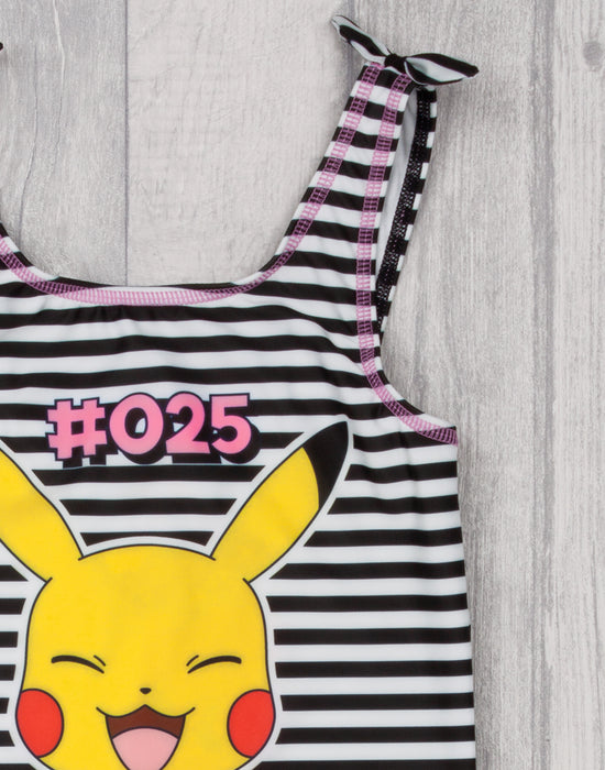 Pokemon Pikachu Girls Black 1 Piece Swimming Costume