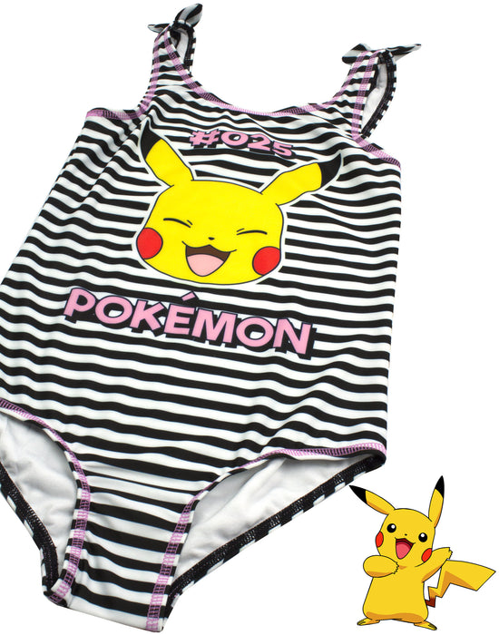 Pokemon Pikachu Girls Black 1 Piece Swimming Costume