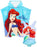 Disney Ariel Girls Blue Poncho Towel and 1 Piece Swimming Costume Set
