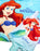 Disney Ariel Girls Blue Poncho Towel and 1 Piece Swimming Costume Set