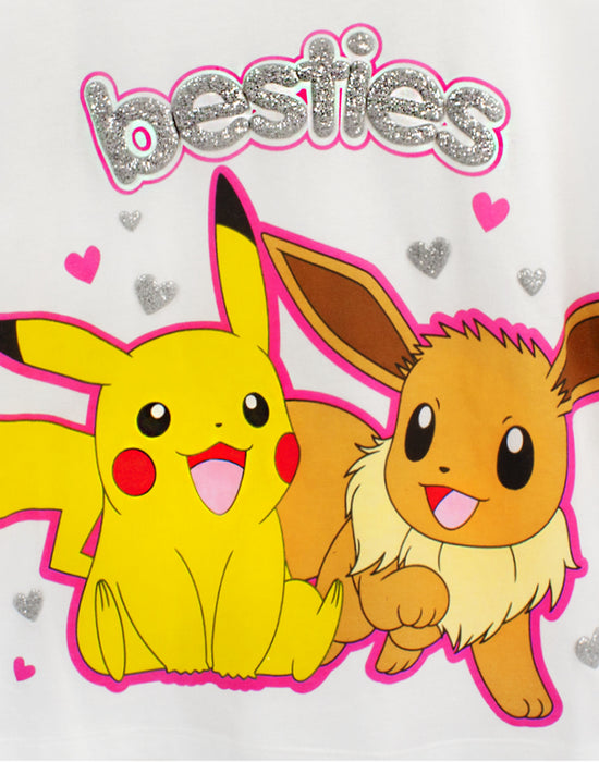 Pokemon Pikachu, Eeevee Unisex Kids White Short Sleeve Short Leg Pyjama Set