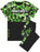 Minecraft Creeper All-Over Print & Logo Boys Green Short Sleeve Long Leg Pyjama Set