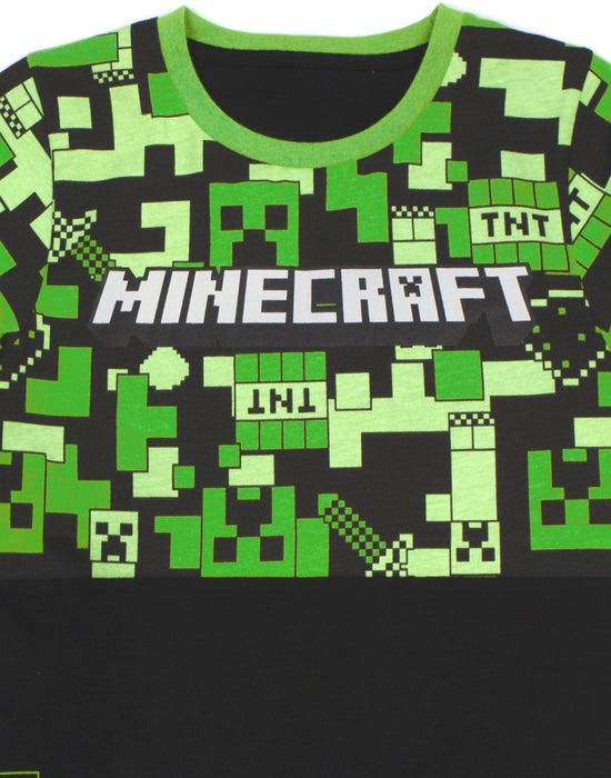 Minecraft Creeper All-Over Print & Logo Boys Green Short Sleeve Short Leg Pyjama Set