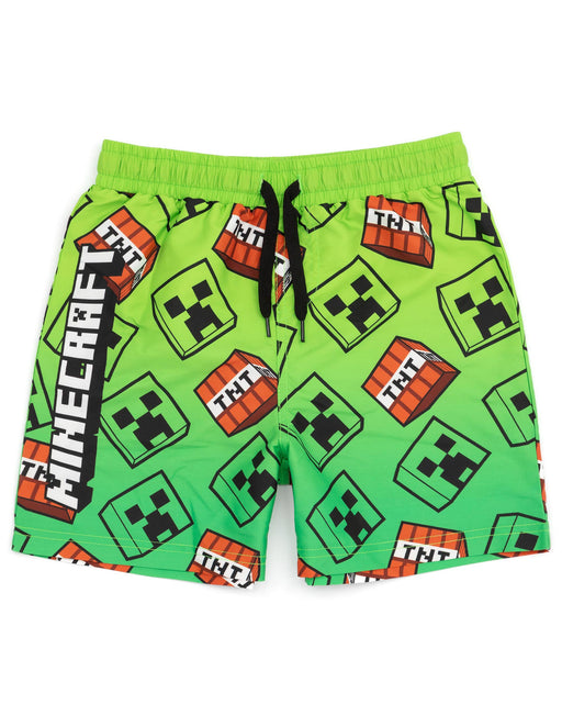 Minecraft Boys Green Creeper Swim Shorts