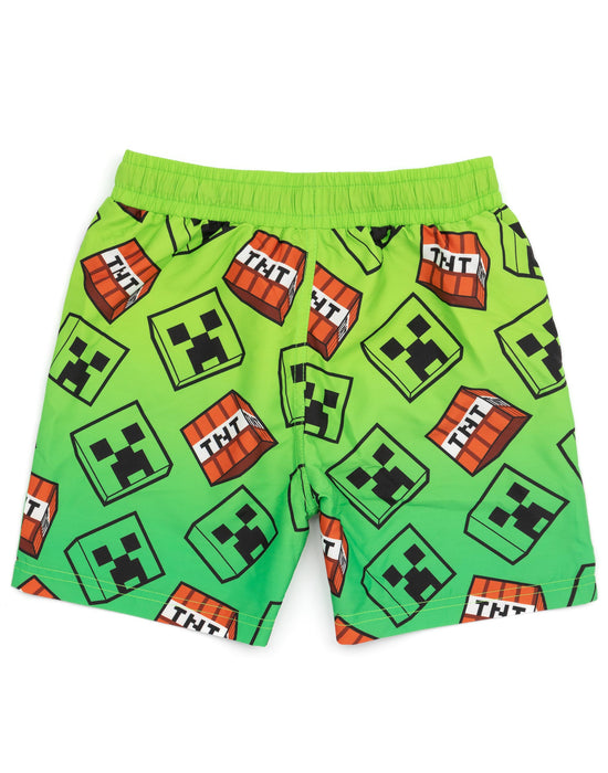 Minecraft Boys Green Creeper Swim Shorts — Vanilla Underground