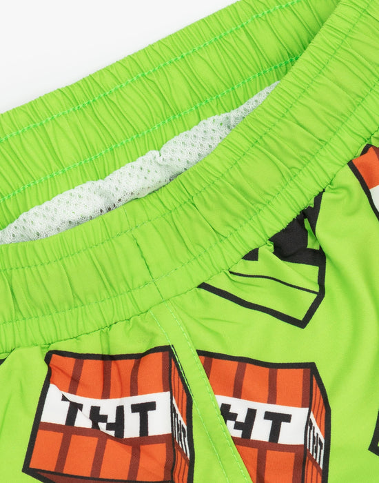 Minecraft Boys Green Creeper Swim Shorts