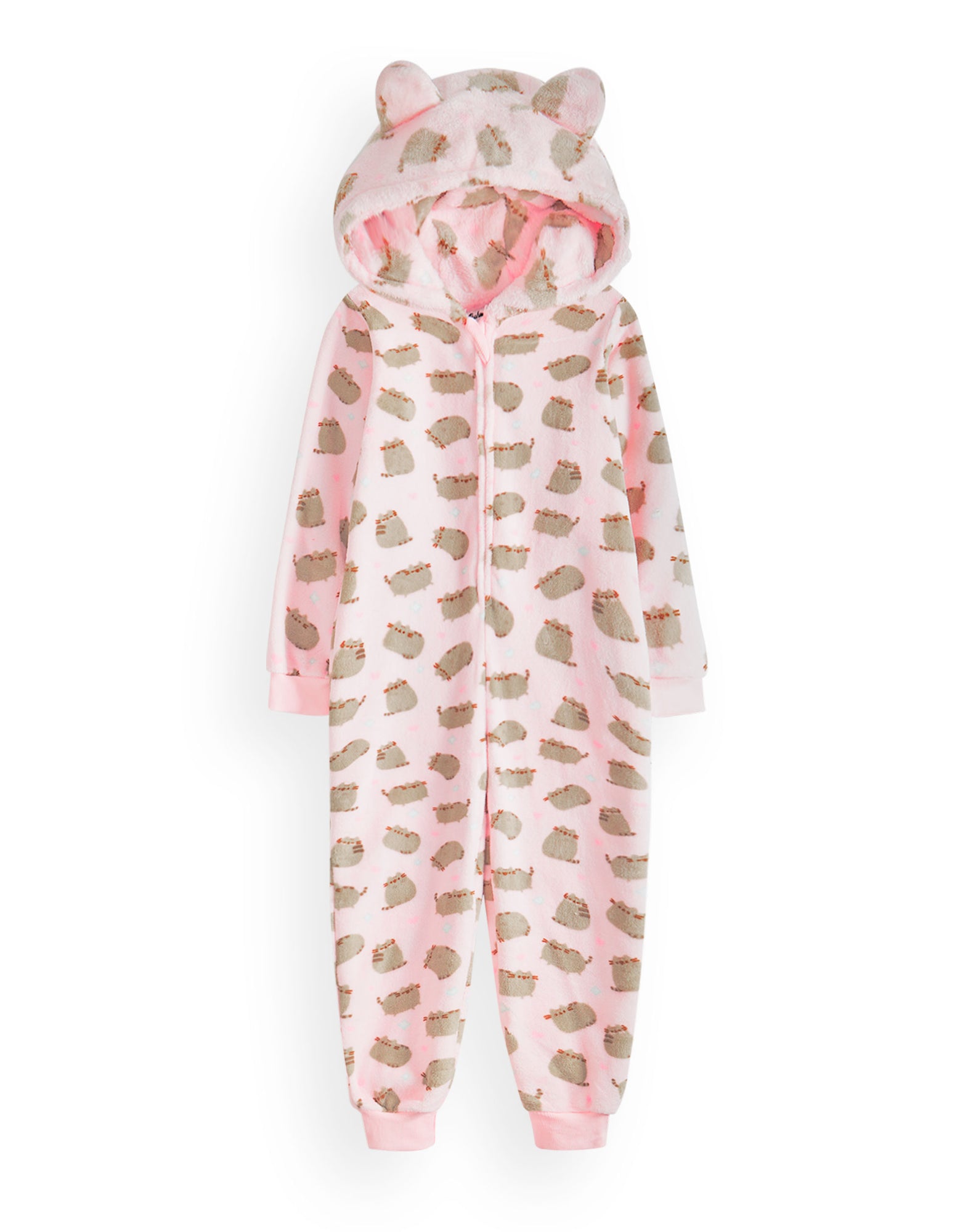 Pigiama Onesie Pusheen The Cat Per Ragazze - In Pile Con Cappuccio Sherpa E Zip | Taglie 9-14 Anni | Rosa E Marrone - Foto 4