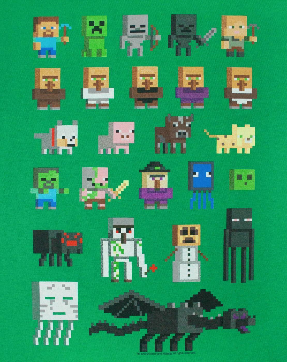 Minecraft Sprites Boys Green Short Sleeved T-Shirt — Vanilla Underground