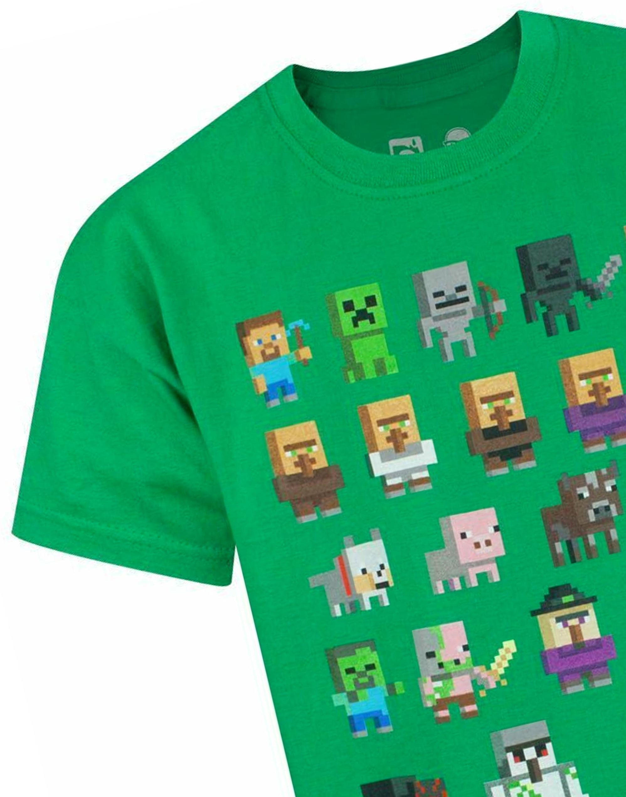 Minecraft Sprites Boys Green Short Sleeved T-Shirt — Vanilla Underground