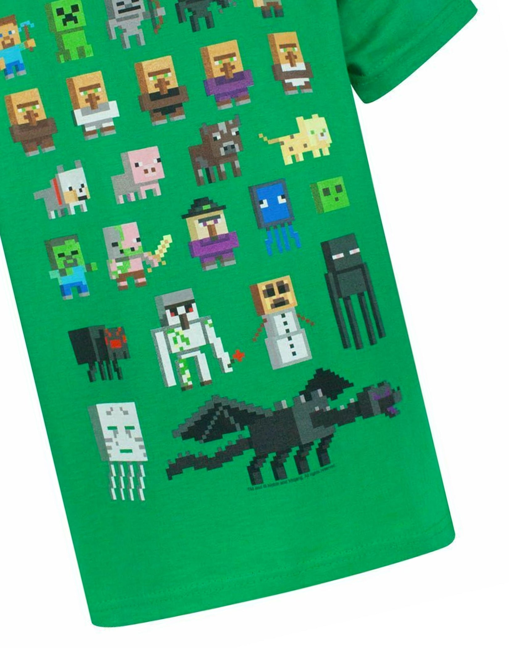 Minecraft Sprites Boys Green Short Sleeved T-Shirt — Vanilla Underground