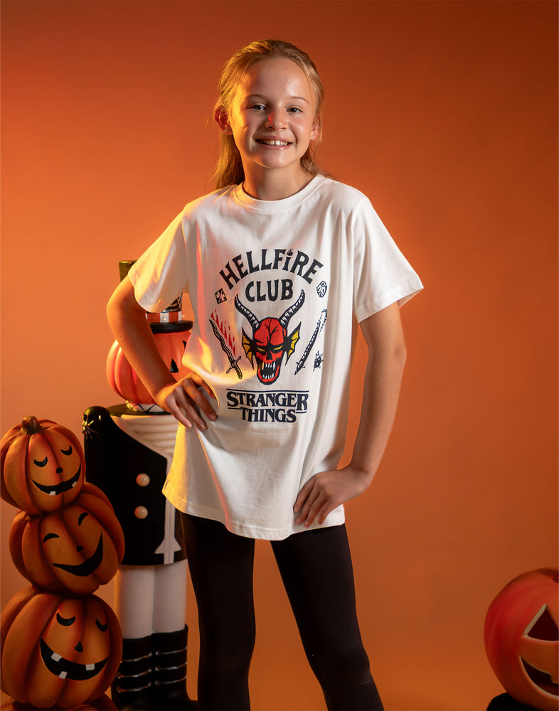 Stranger Things Hellfire Club Kids White T-Shirt