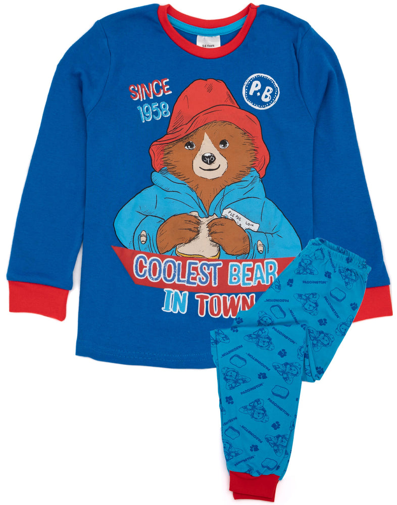 Paddington Blue Boys Long Sleeve Kids PJs Pyjama Set