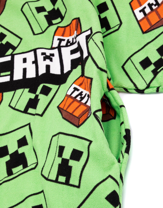Minecraft Towel Boys Kids Green Creeper Swimwear Poncho
