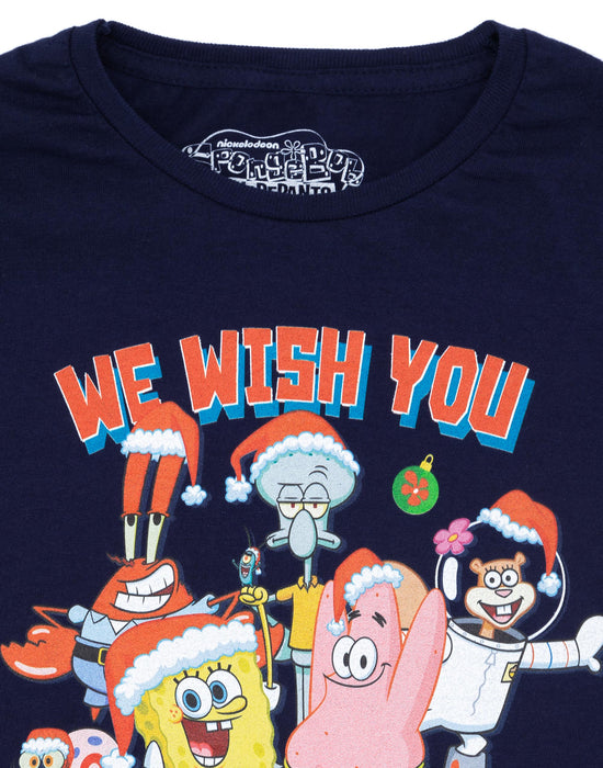 SpongeBob SquarePants Krabby Christmas Kids Navy Short Sleeved T-Shirt